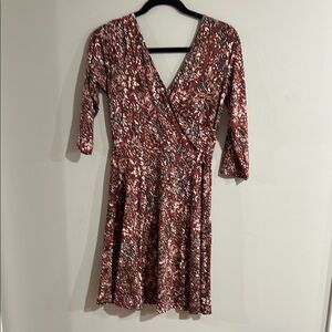 Floral Wrap Dress - Red and White